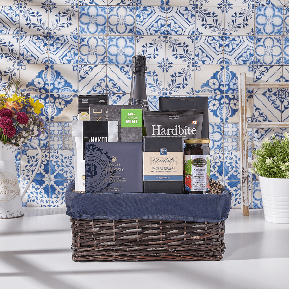 Bold In Blue Kosher Champagne Gift Basket, kosher champagne gift, kosher champagne, kosher gift, kosher, champagne gift, champagne, sparkling wine gift, sparkling wine, Canada delivery