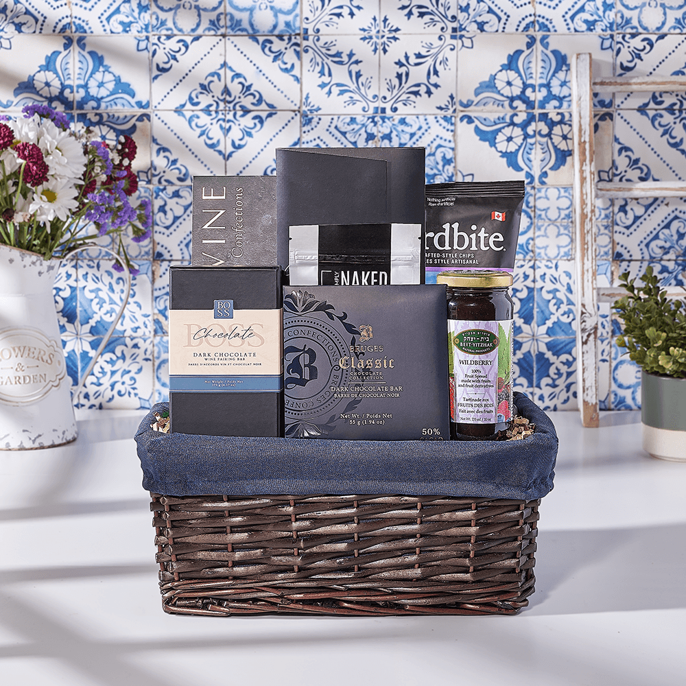 Bold In Blue Kosher Gift Basket, kosher gift, kosher, chocolate gift, chocolate, Canada delivery