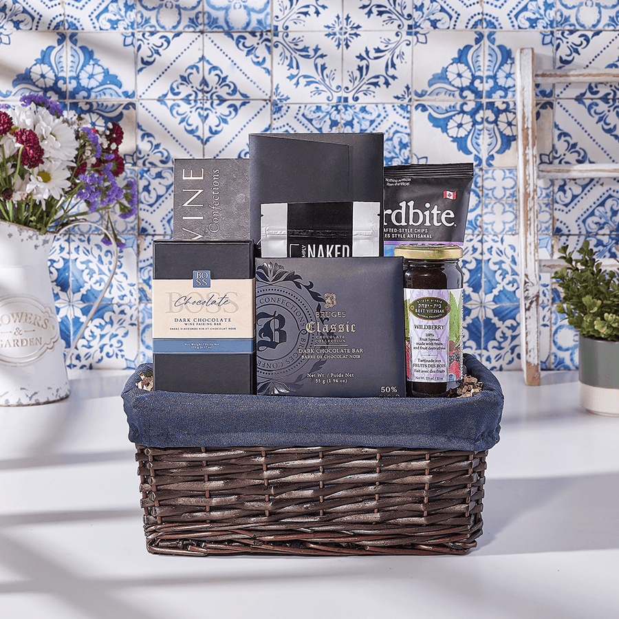 Bold In Blue Kosher Gift Basket, kosher gift, kosher, chocolate gift, chocolate, Canada delivery