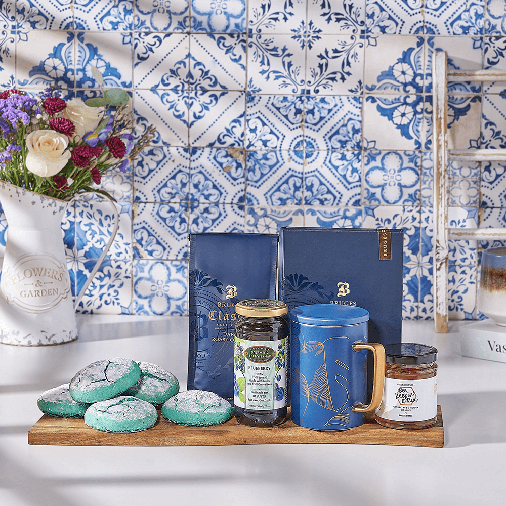 Coffee & Hanukkah Cookies Gift Basket, coffee gift, coffee, cookie gift, cookie, kosher gift, kosher, Canada delivery