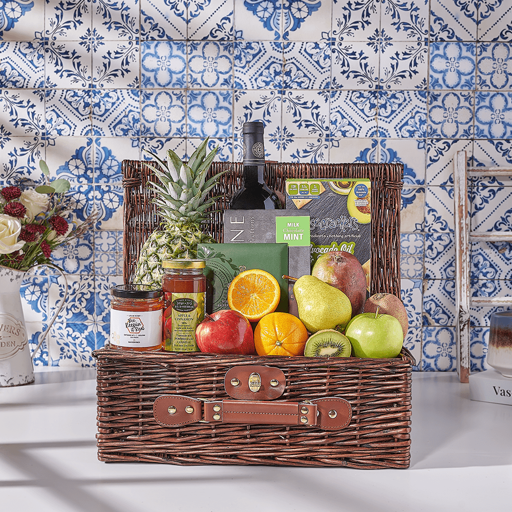 Come One Come All Gift Basket, kosher wine gift, kosher wine, kosher gift, kosher, wine gift, wine, fruit gift, fruit, Canada delivery