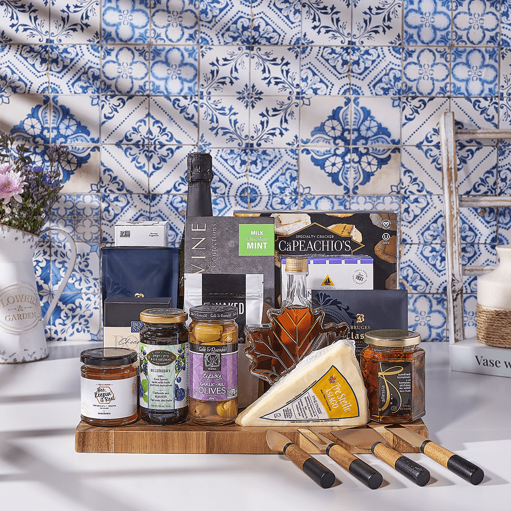 Deluxe Kosher Snack Basket with Champagne, champagne gift, champagne, sparkling wine gift, sparkling wine, kosher gift, kosher, Canada delivery