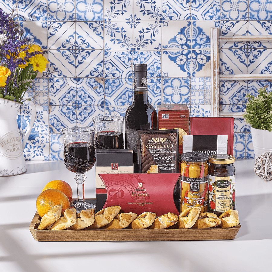 From Dawn to Dusk Purim Gift Basket, cookie gift, cookies, kosher gift, kosher, wine gift, wine, Canada delivery