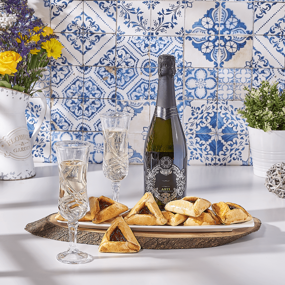 Hamantaschen Cookies & Champagne Gift Basket