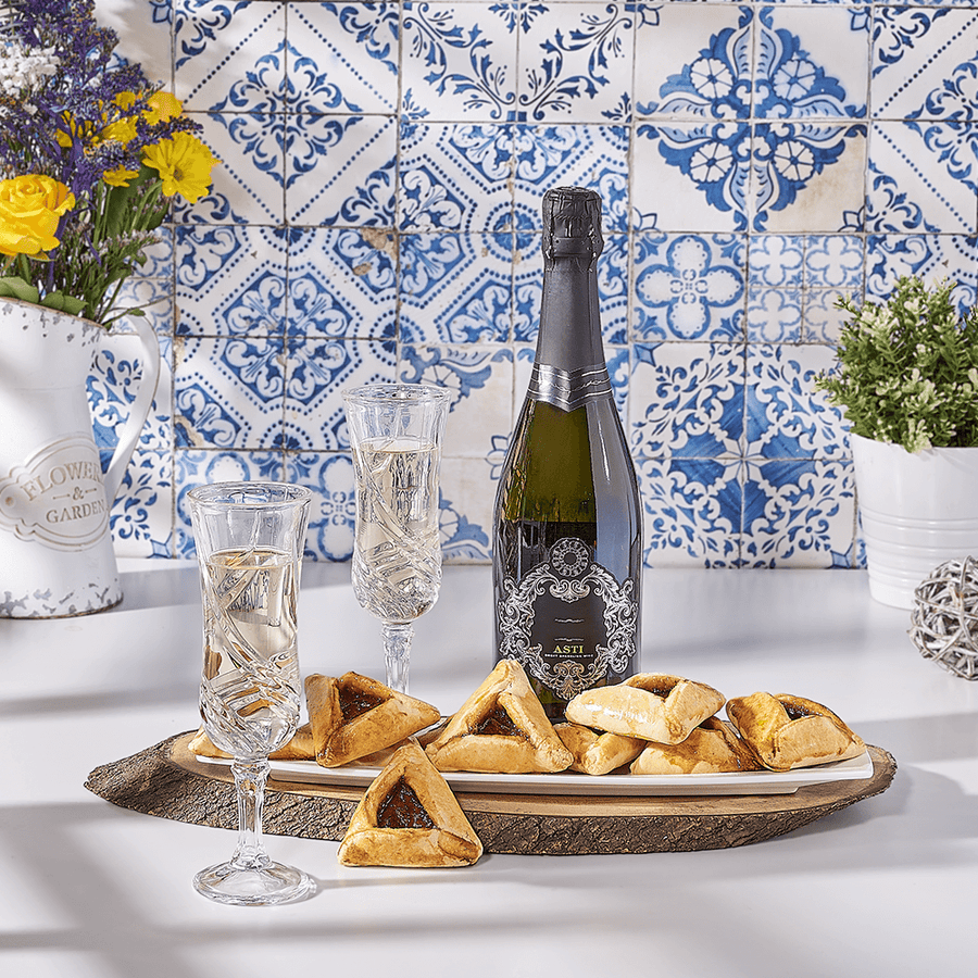 Hamantaschen Cookies & Champagne Gift Basket, kosher gift, kosher, champagne gift, champagne, sparkling wine gift, sparkling wine, hamantaschen gift, hamantaschen, Canada delivery