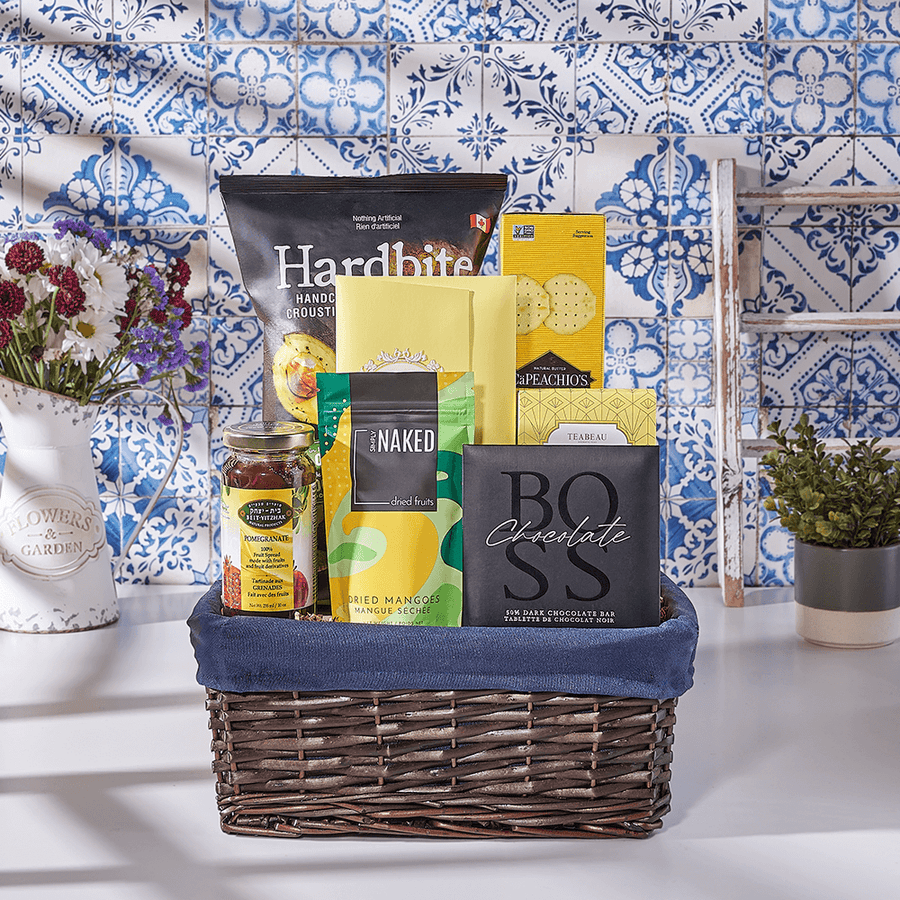 Happy Hanukkah Snacking Basket, chocolate gift, chocolate, kosher gift, kosher, Canada delivery