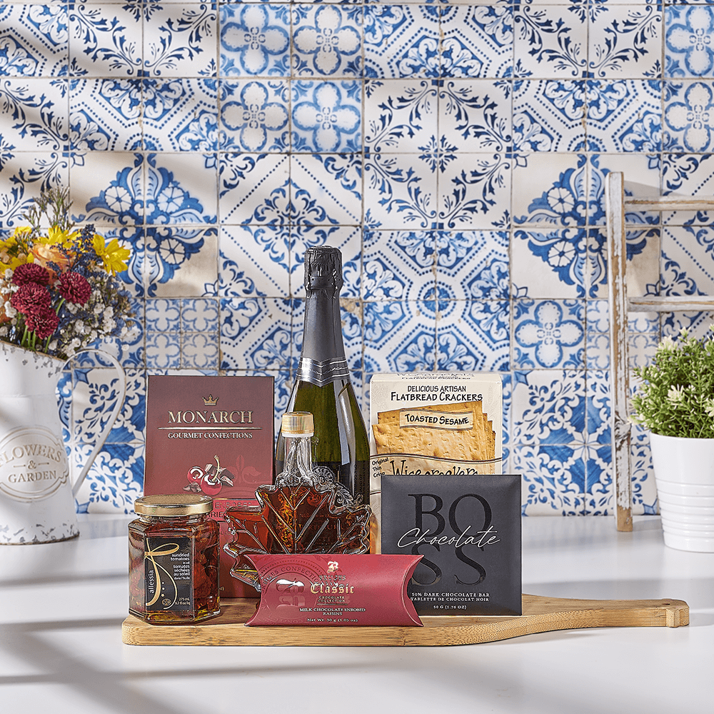 Kosher Champagne &amp; Snacks Gift Basket, kosher gift, kosher, kosher champagne gift, kosher champagne, sparkling wine gift, sparkling wine, Canada delivery