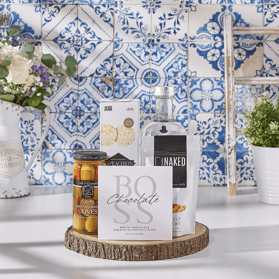 Kosher Liquor & Snacks Platter, kosher liquor gift, kosher liquor, kosher gift, kosher, Canada delivery