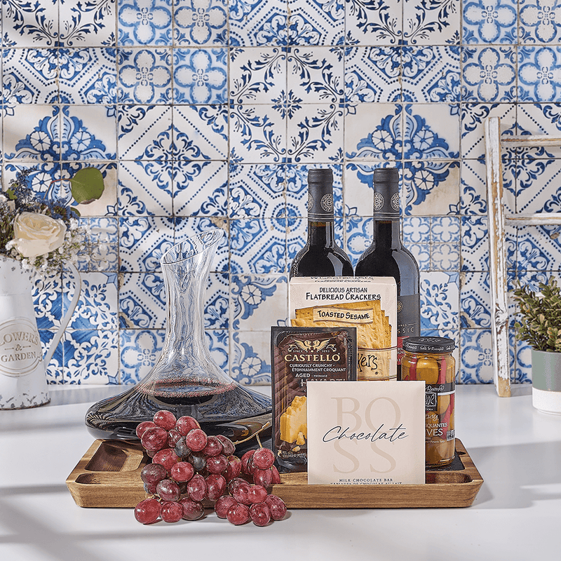 Kosher gourmet gift basket with artisan foods