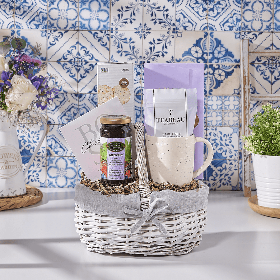 Kosher Tea Time Gift Basket, kosher gift, kosher, tea gift, tea, chocolate gift, chocolate, Canada delivery