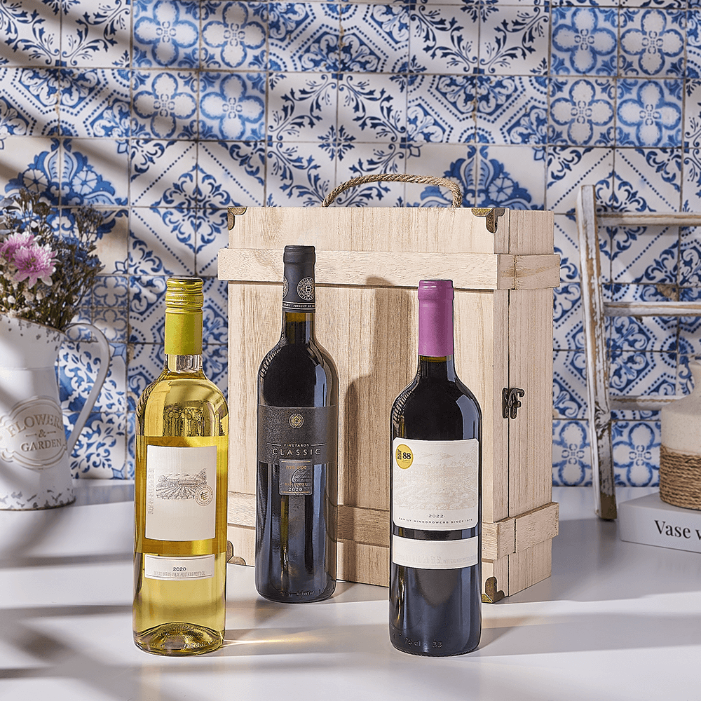 Kosher Wine Trio Gift Basket, wine gift, wine, kosher gift, kosher, Canada delivery