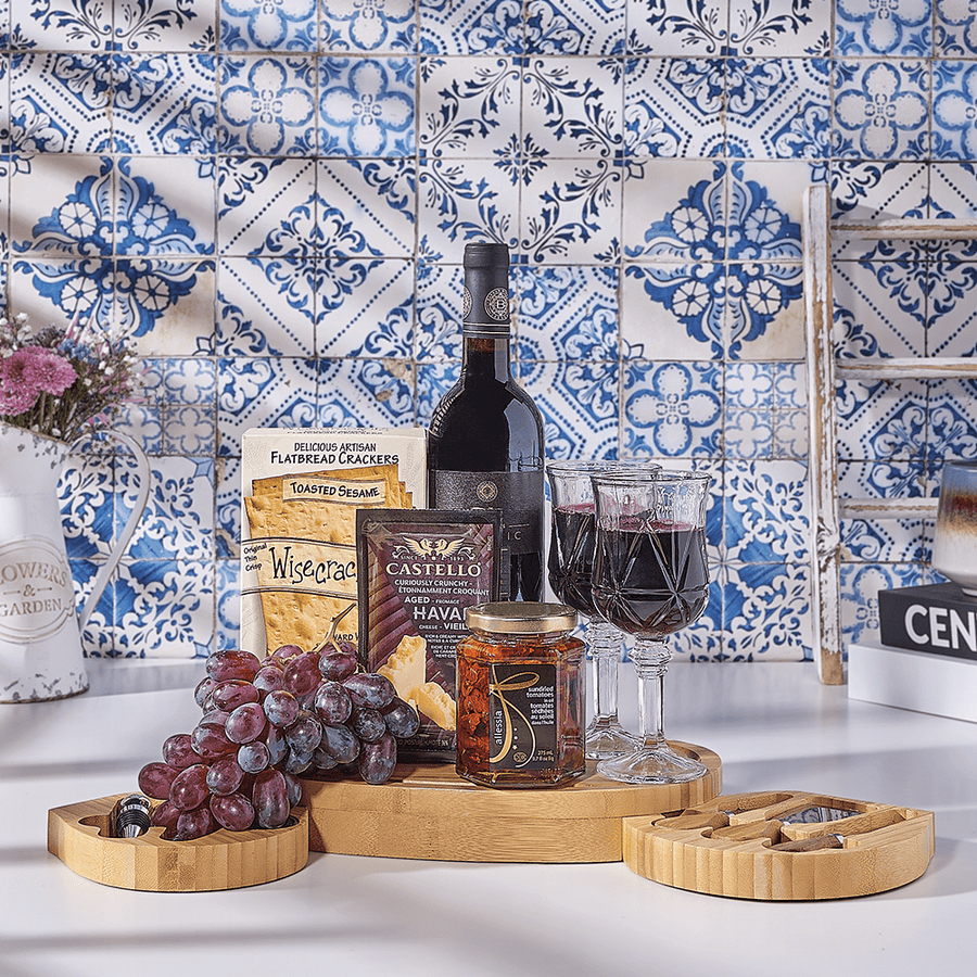 Kosher Wine, Cheese, And Dip Gift Set, kosher wine gift, kosher wine, kosher gift, kosher gift, wine gift, wine, Canada delivery