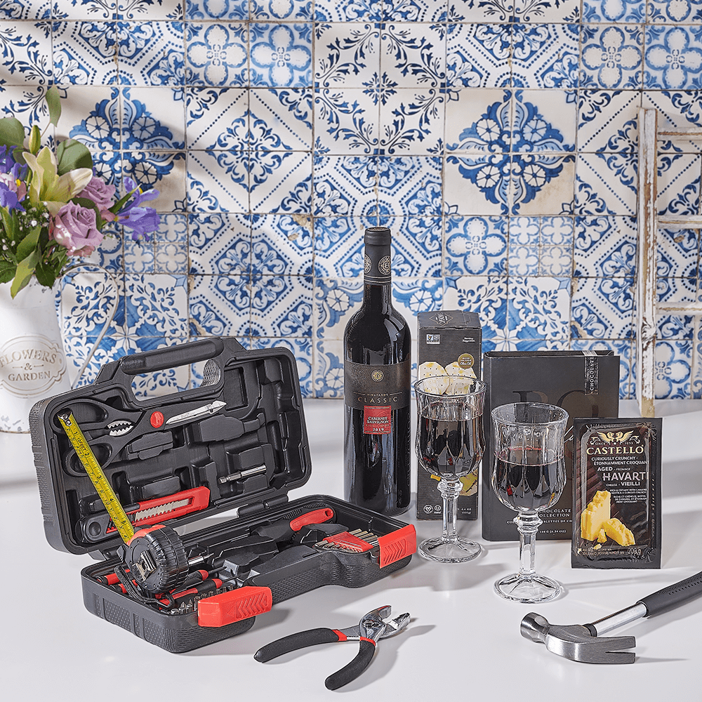 Kosher Wine & DIY Tool Set, kosher gift, kosher, wine gift, wine, tool gift, tool, Canada delivery