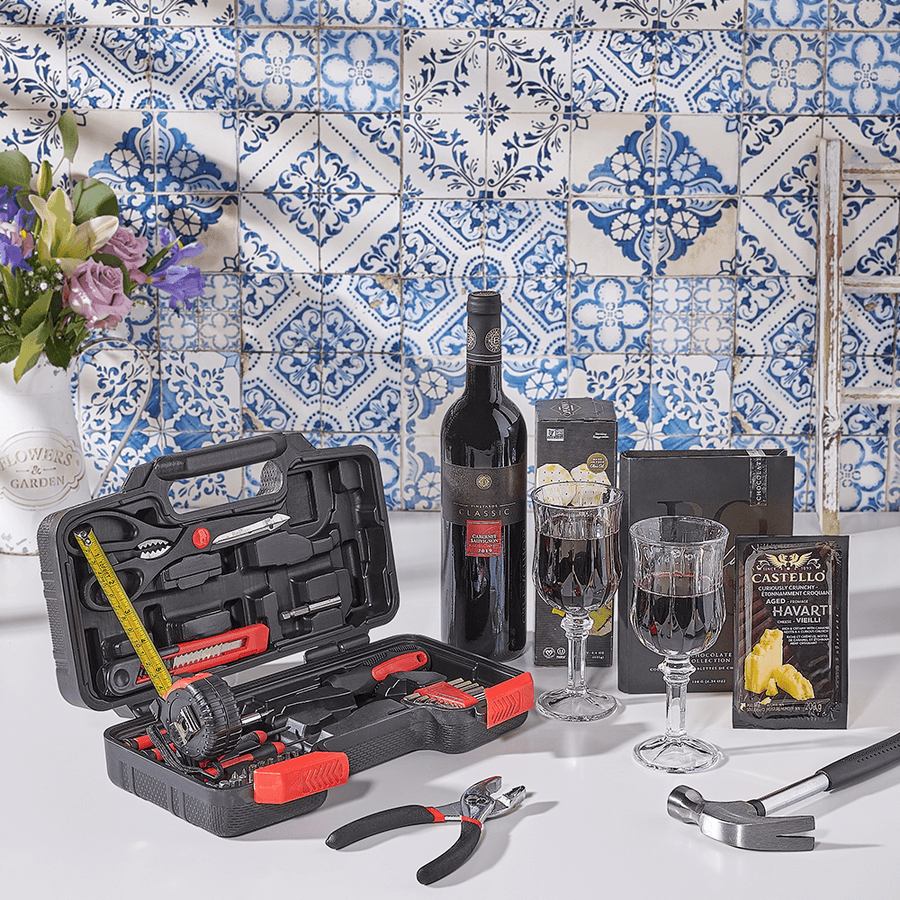 Kosher Wine & DIY Tool Set, kosher gift, kosher, wine gift, wine, tool gift, tool, Canada delivery