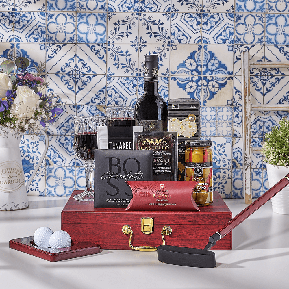 Kosher Wine &amp; Putting Practice Set, kosher gift, kosher, wine gift, wine, golf gift, golf, putting practice gift, putting practice, Canada delivery