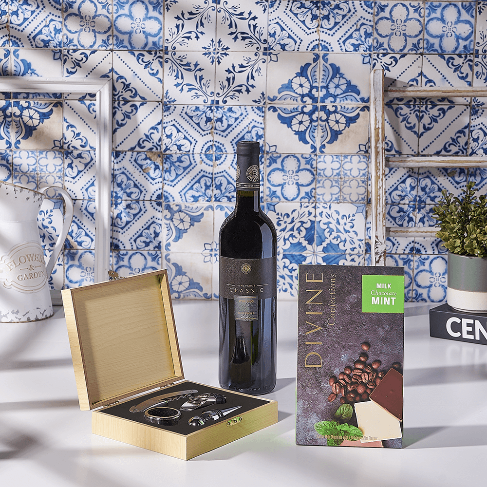 Kosher Wine & Tools Gift Set, wine gift, wine, kosher gift, kosher, chocolate gift, chocolate, Canada delivery