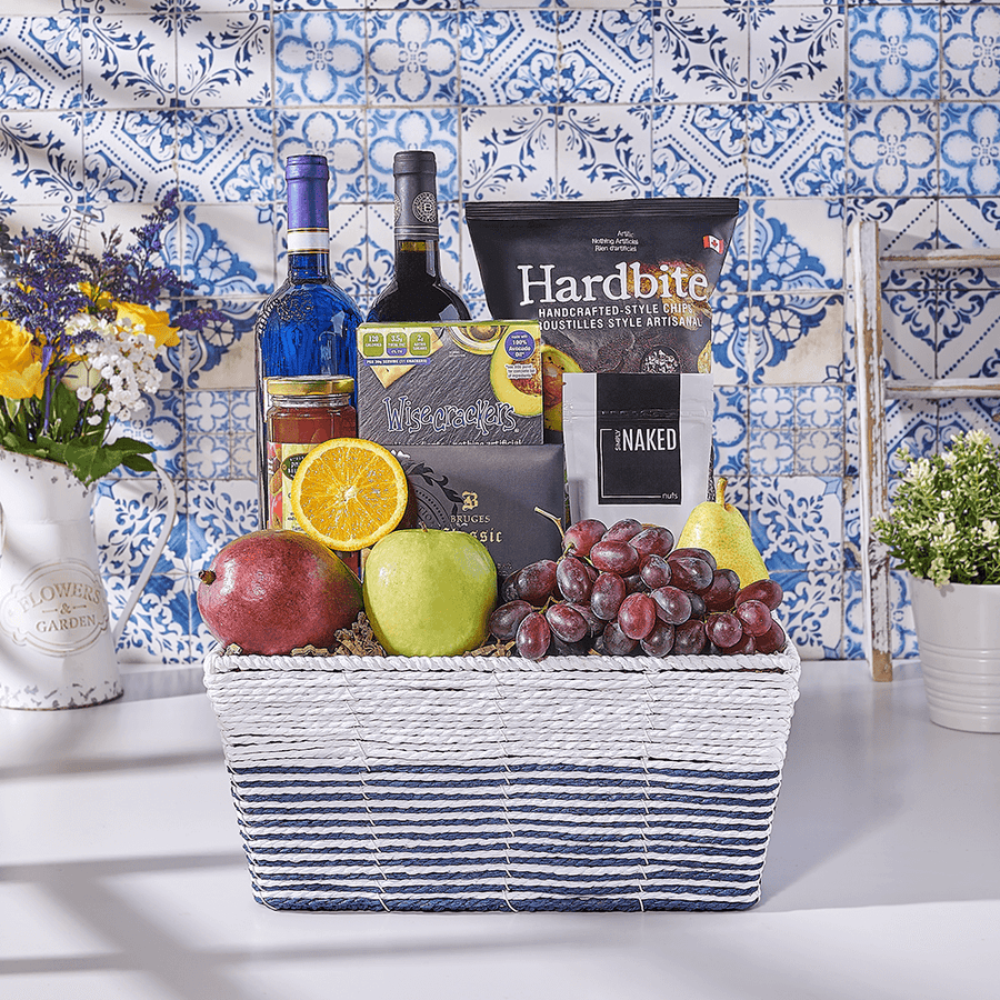 Luxurious Fresh Delights Passover Gift Basket, kosher wine gift, kosher wine, kosher gift, kosher, fruit gift, fruit, Canada delivery
