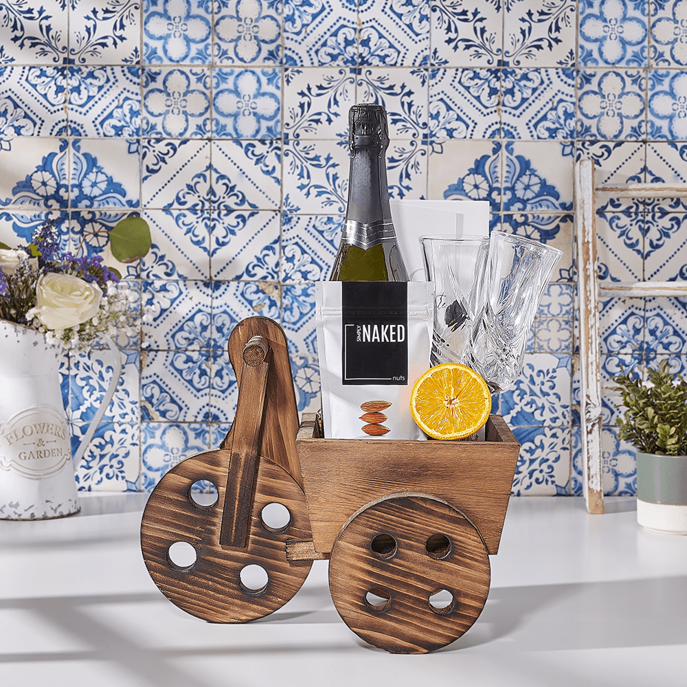 Nut and Champagne Cart, kosher gift, kosher, champagne gift, champagne, sparkling wine gift, sparkling wine, Canada delivery