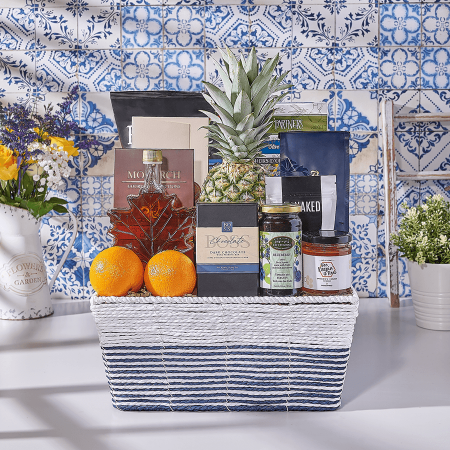 Pineapple Express Gift Basket, chocolate gift, chocolate, fruit gift, fruit, kosher gift, kosher, Canada delivery