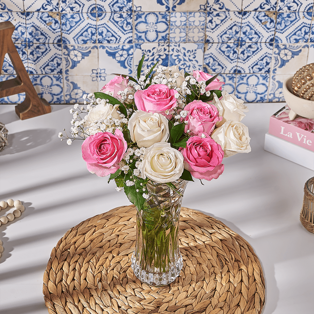 Pink & White Roses Bouquet