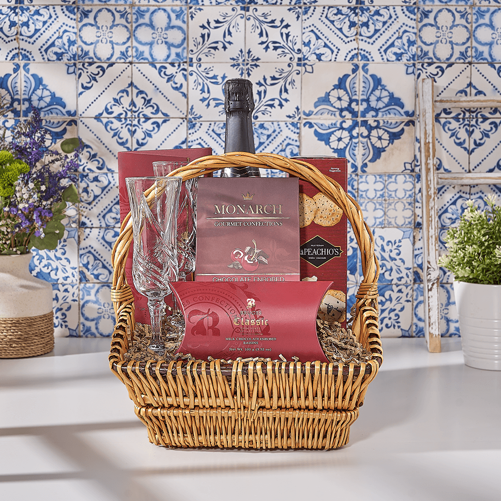 Purim Some More Champagne Gift Basket, kosher gift, kosher, champagne gift, champagne, sparkling wine gift, sparkling wine, Canada delivery