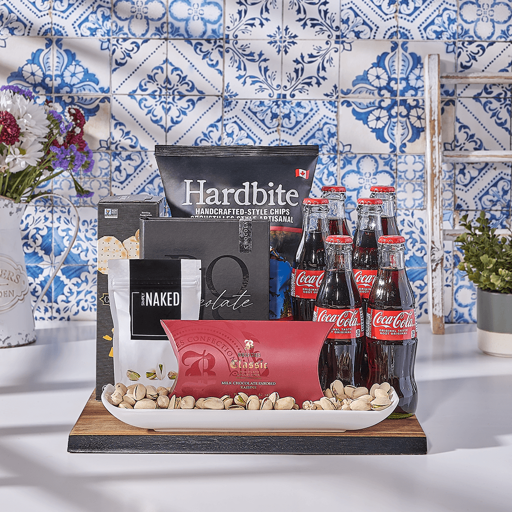 Soda &amp; Chips Kosher Snack Board, kosher gift, kosher, soda gift, soda, snack gift, snack, Canada delivery