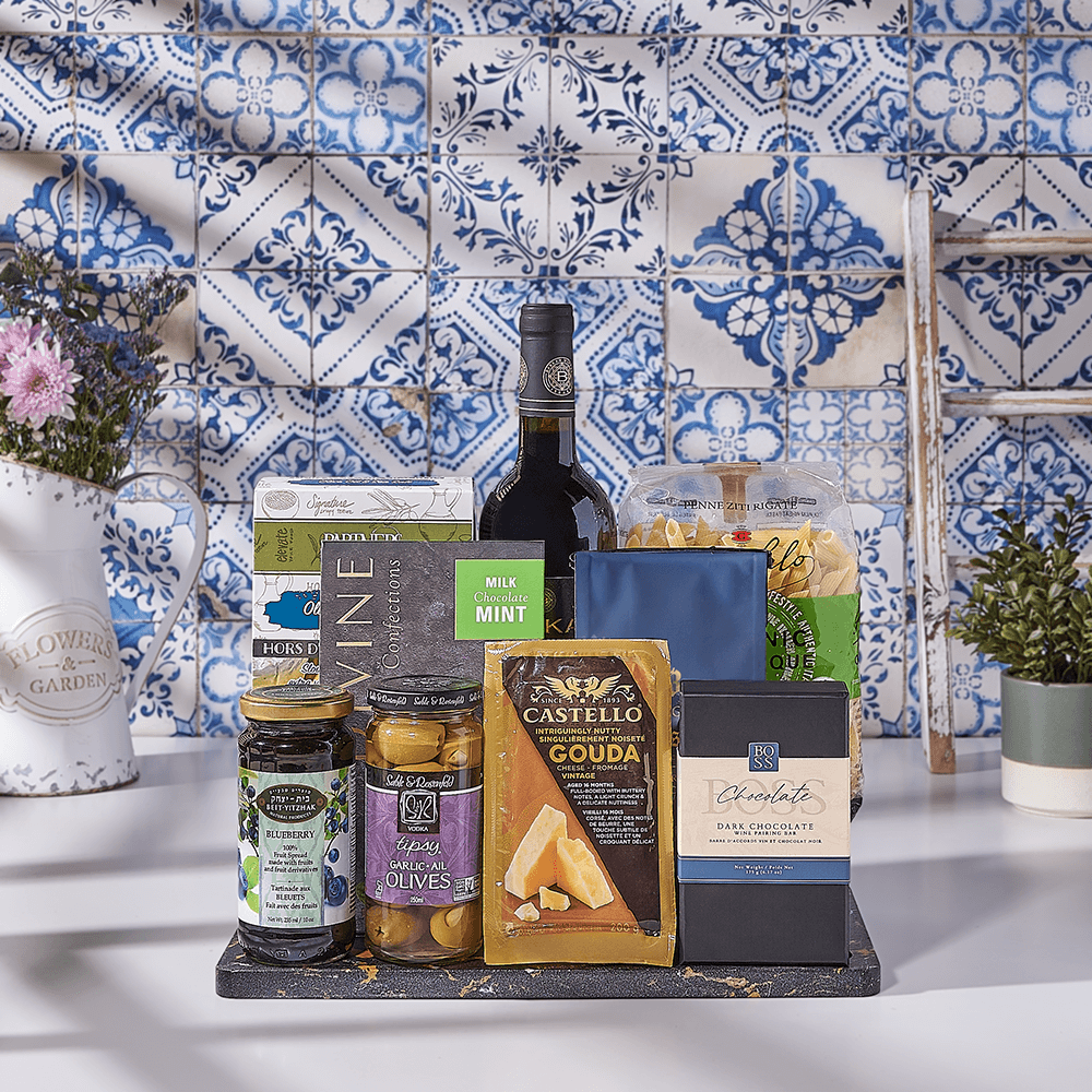 The Mediterranean Gift Set, wine gift, wine, pasta gift, pasta, kosher gift, kosher, kosher wine gift, kosher wine, Canada delivery