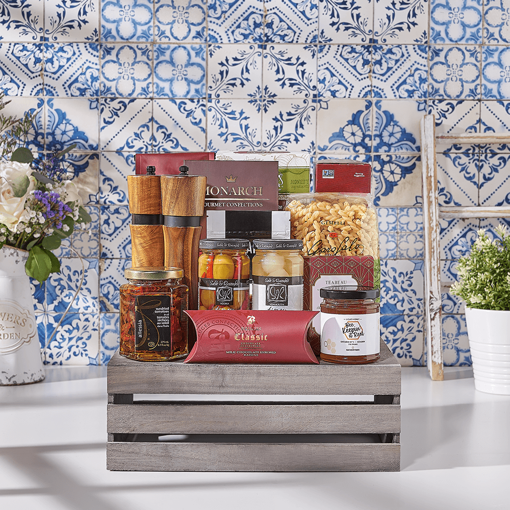 The Rustic Gourmet Gift Basket, kosher gift, kosher, coffee gift, coffee, pasta gift, pasta, Canada delivery