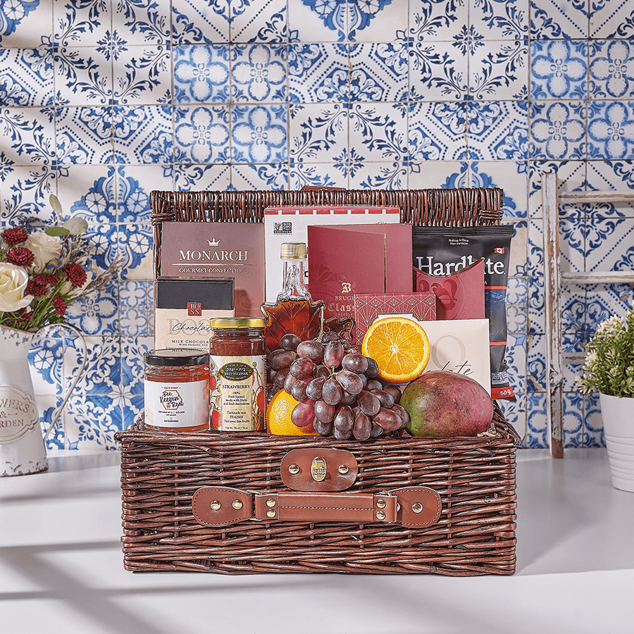 The Sweet All Kosher Gift Basket, chocolate gift, chocolate, kosher gift, kosher, fruit gift, fruit, Canada delivery
