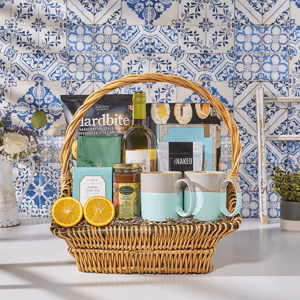 Total Refreshment Kosher Gift Basket, kosher gift, kosher, wine gift, wine, tea gift, tea, Canada delivery