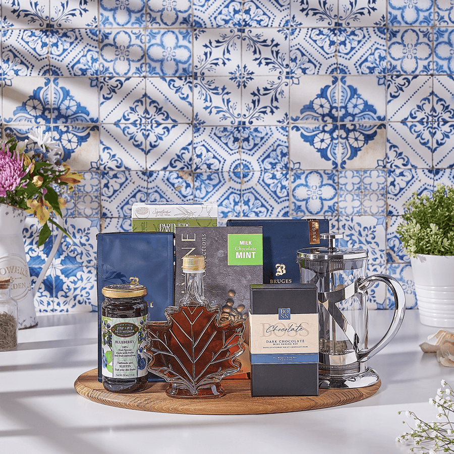 Warm Comforts Tray, chocolate gift, chocolate, coffee gift, coffee, kosher gift, kosher, Canada delivery