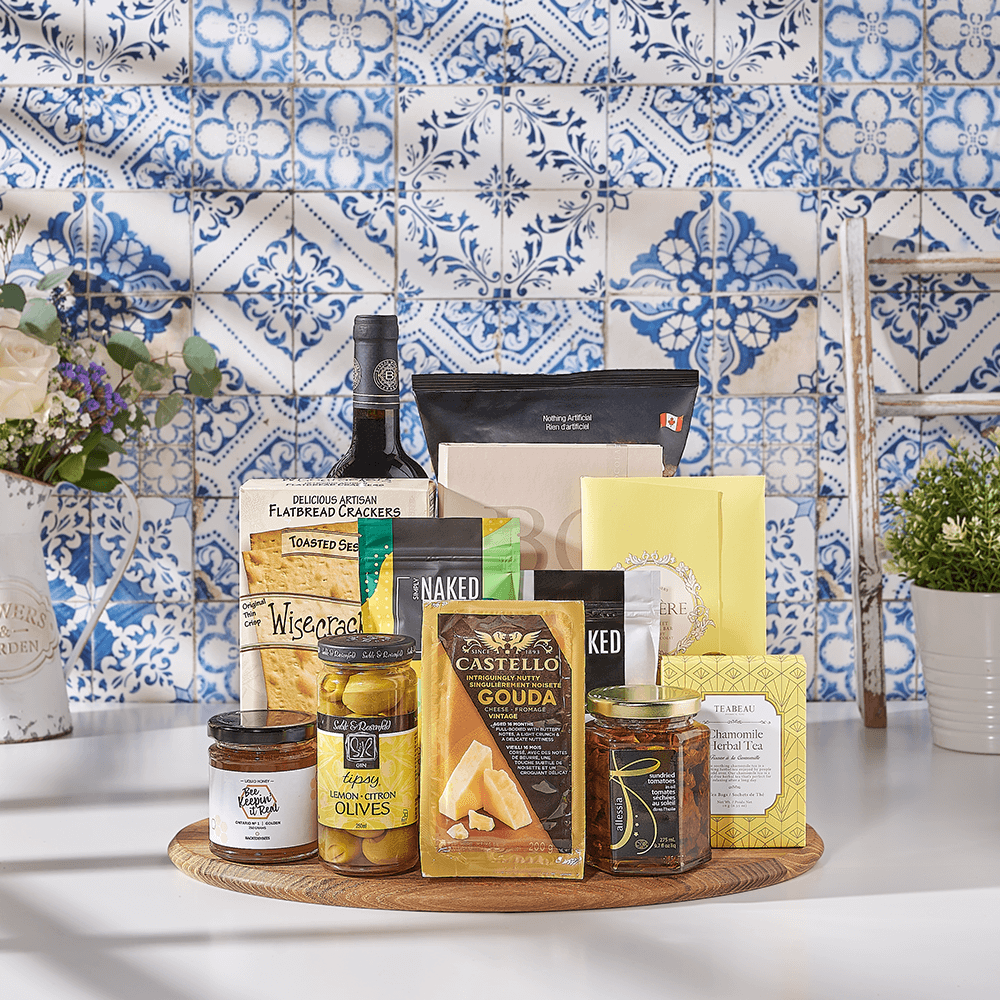 Wine & Snacks Basket, kosher wine gift, kosher wine, kosher gift, kosher, wine gift, wine, Canada delivery